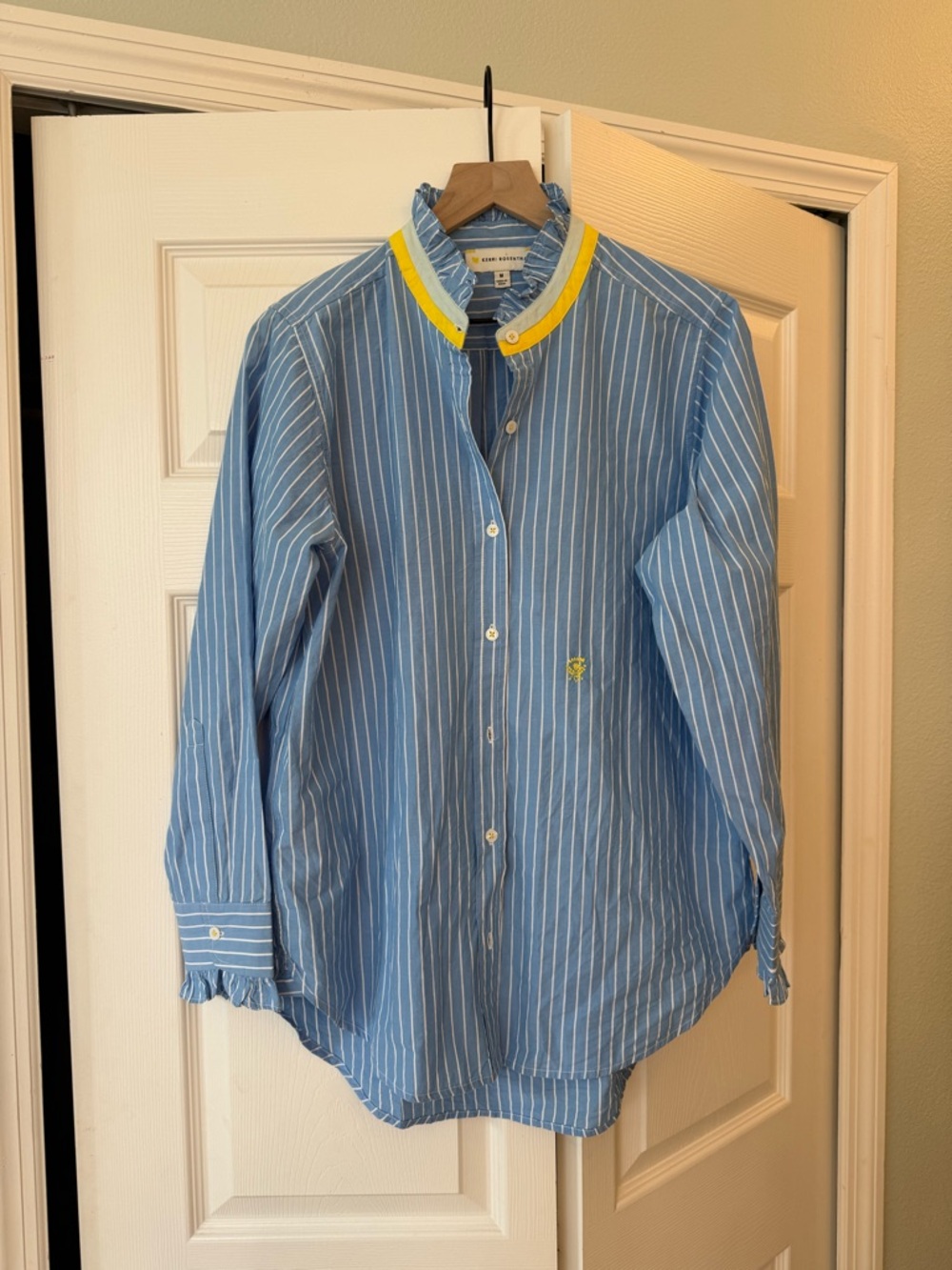 KERRI ROSENTHAL MIA STRIPED RUFFLE SHIRT NWOT M - Picture 3 of 11